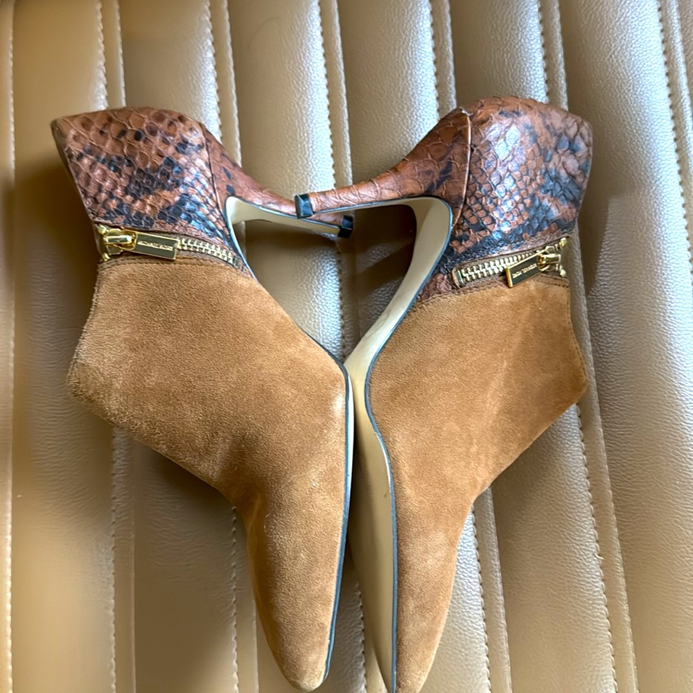 MICHAEL Michael Kors Tan and Brown Snakeskin accent Ankle Booties